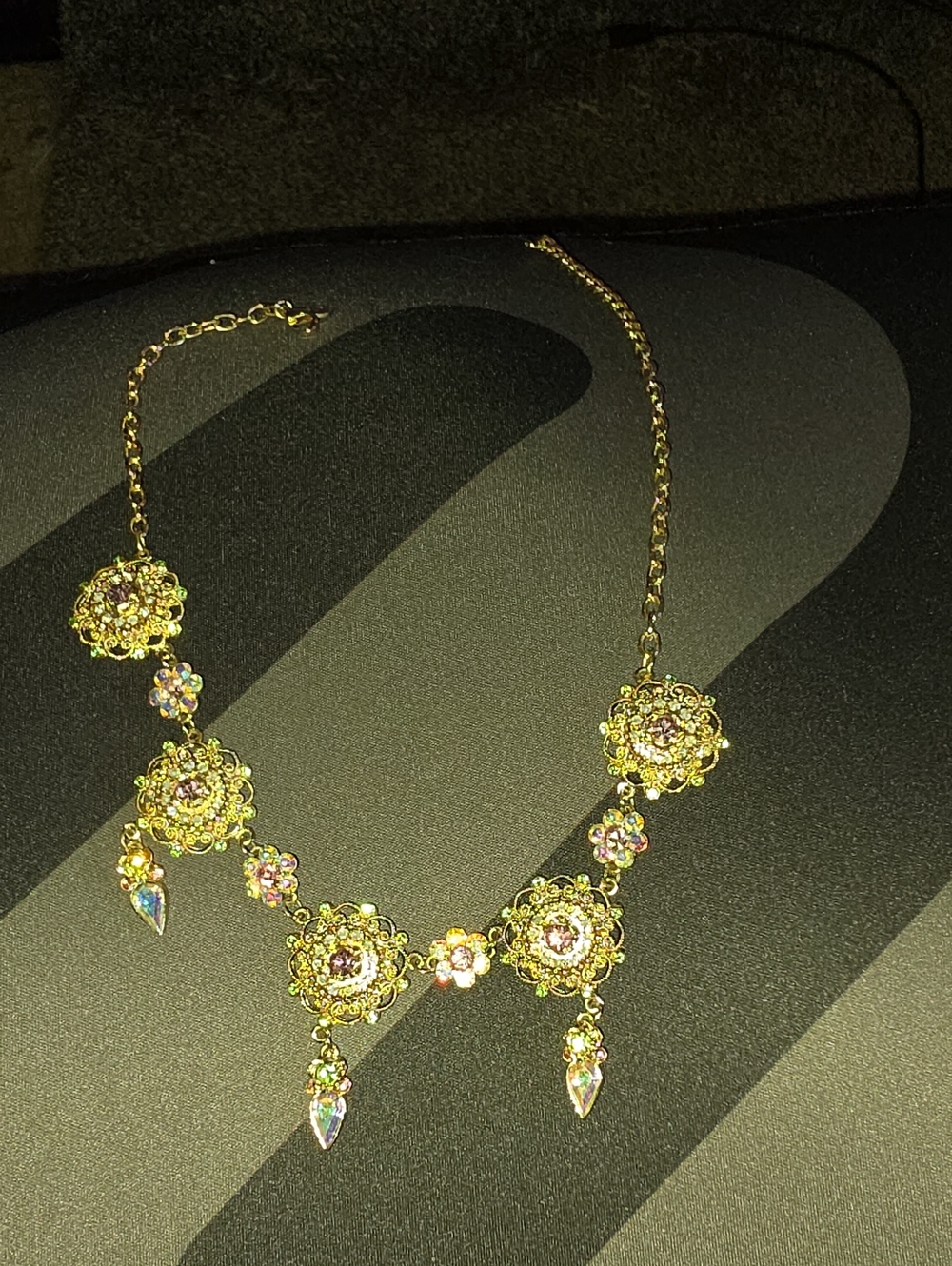Gold-Tone Floral Crystal Statement Necklace - Women Jewelry